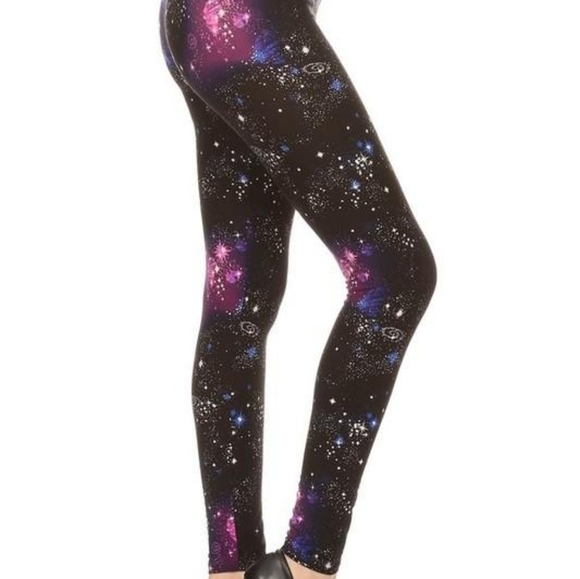 LEGGINGS DEPOT GALAXY Print Leggings Blue & Black Size 10 NWT - Picture 4 of 8